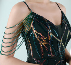 Sequin Lace Fishtail Maxi Dress