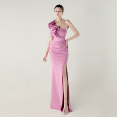 One-Shoulder Beaded Maxi Dress