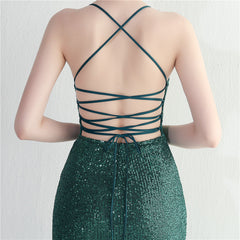 Crisscross Backless Sequined Maxi Dress