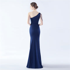 Beaded One-Shoulder Maxi Dress