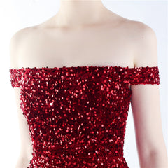 Off-Shoulder Sequin Split Maxi Dress