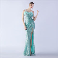 Ostrich Feather Maxi Dress