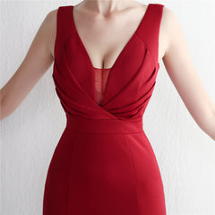 V-Neck Split Fishtail Maxi Dress