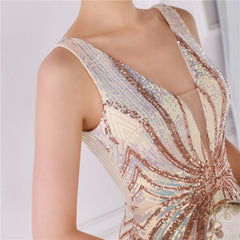 Sequined V-Neck Fishtail Maxi Dress