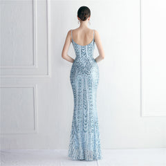 Sequined Fringed Fishtail Maxi Dress