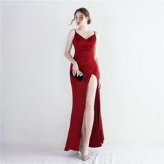 V-Neck Split Fishtail Maxi Dress