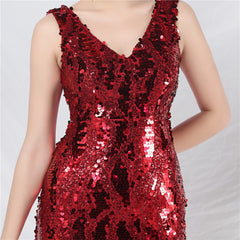 Sequined V-Neck Maxi Dress