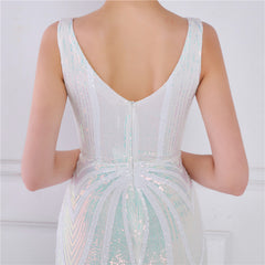 Sequined V-Neck Fishtail Maxi Dress