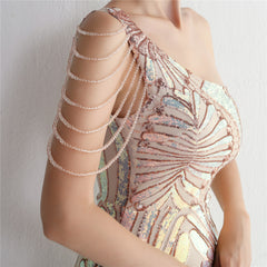 Sequined One-Shoulder Maxi Dress