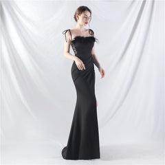 Strapless Slit Maxi Dress