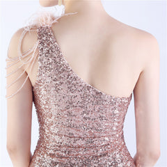 One-Shoulder Sequin Maxi Dress