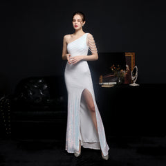 Sequined Rhinestone Evening Gown