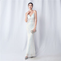Elegant Sequin V-Neck Maxi Dress