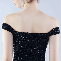 Off-Shoulder Sequin Split Maxi Dress