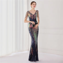Sequined Fishtail Maxi Dress