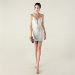 Sequined Beaded Sheath Dress