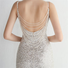 Sequin Beaded Fishtail Maxi Dress