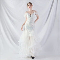 Feathered Sequin Maxi Dress