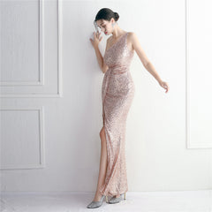 Sequin One-Shoulder Fishtail Maxi Dress