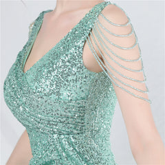 Sequined V-Neck Bodycon Dress