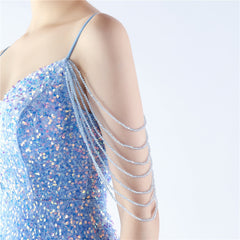 Asymmetric Sequin Maxi Dress