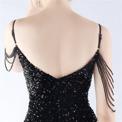 Asymmetric Sequin Maxi Dress