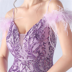 Ostrich Feather Sequined Maxi Dress