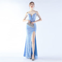 Asymmetric Sequin Maxi Dress