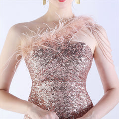 One-Shoulder Sequin Maxi Dress