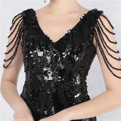 Sequined V-Neck Bodycon Dress