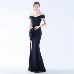 Off-Shoulder Maxi Split Dress