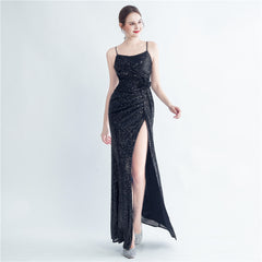 Floral Sequin Split Maxi Dress