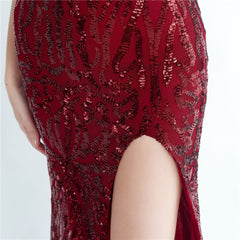 One-Shoulder Sequin Maxi Dress