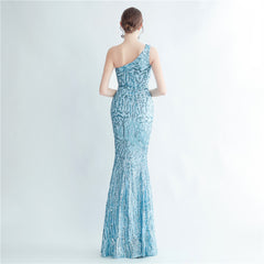 One-Shoulder Sequin Maxi Dress