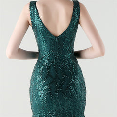 Backless Sequined Fishtail Maxi Dress