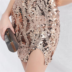 Sequined V-Neck Bodycon Dress