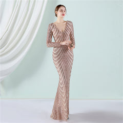 Sequined Fishtail Maxi Dress