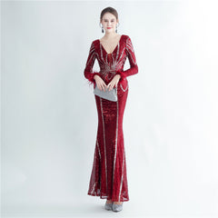 Sequin Feather Maxi Dress