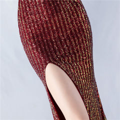 One-Shoulder Sequined Maxi Dress