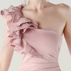 One-Shoulder Beaded Maxi Dress