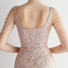 Sequined Fringe Fishtail Maxi Dress