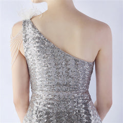 One-Shoulder Sequin Maxi Dress