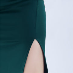 One-Shoulder Ostrich Feather Maxi Dress