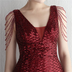 Sequined V-Neck Fishtail Maxi Dress