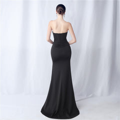 Strapless Boned Split Maxi Dress