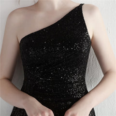 Sequin One-Shoulder Fishtail Maxi Dress