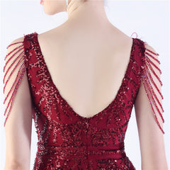 Ostrich Feather Beaded Maxi Dress