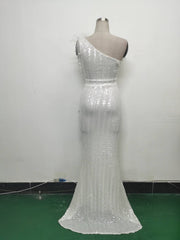 One-Shoulder Sequin Maxi Dress