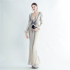 Sequin Feather Maxi Dress