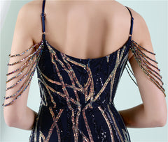 Sequin Lace Fishtail Maxi Dress